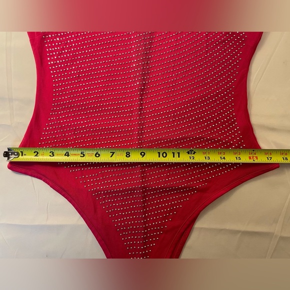 Pink Sequin Embellished Sheer Mesh Sleeveless Bodysuit Size Large - Picture 13 of 15